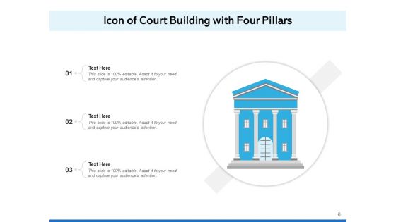 Judiciary Icon Pillars Navigation Map Ppt PowerPoint Presentation Complete Deck