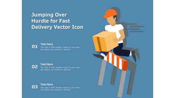 Jumping Over Hurdle For Fast Delivery Vector Icon Ppt PowerPoint Presentation Diagram Templates PDF