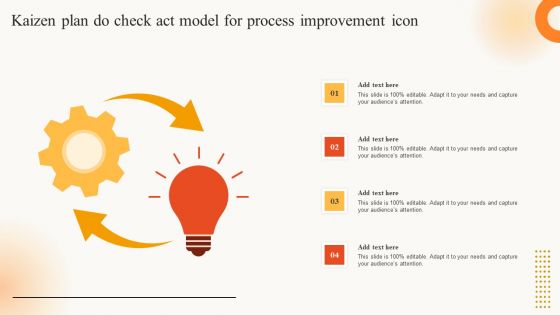 Kaizen Plan Do Check Act Model For Process Improvement Icon Diagrams PDF