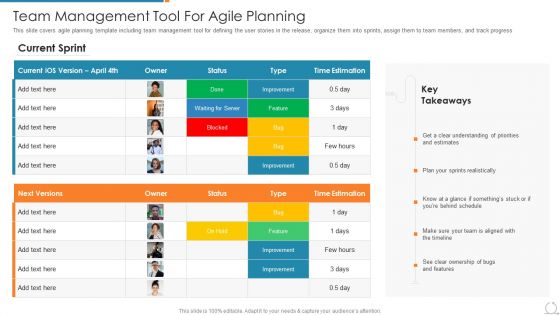 Kanban And Lean Management Team Management Tool For Agile Planning Formats PDF