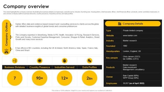 Kantar Consulting Company Outline Company Overview Formats PDF