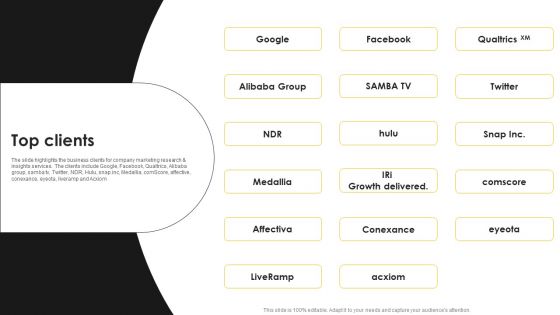 Kantar Consulting Company Outline Top Clients Mockup PDF