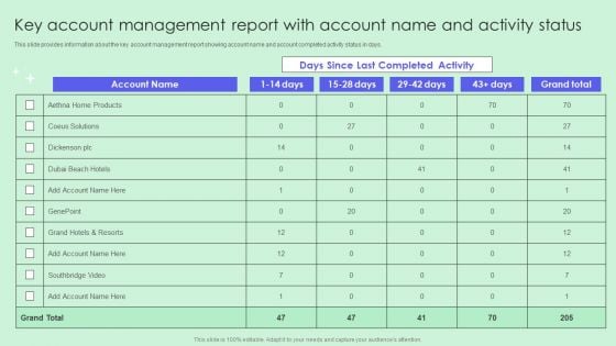 Key Account Management Report With Account Name And Activity Status Microsoft PDF Key Account Management Report With Account Name And Activity Status Microsoft PDF