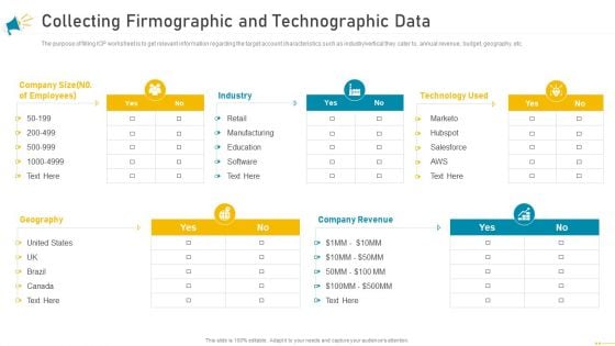 Key Account Marketing Approach Collecting Firmographic And Technographic Data Portrait PDF