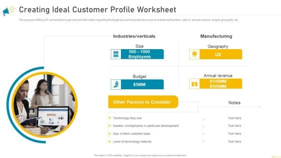 Key Account Marketing Approach Creating Ideal Customer Profile Worksheet Formats PDF