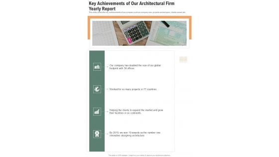 Key Achievements Of Our Architectural Firm Yearly Report One Pager Documents Key Achievements Of Our Architectural Firm Yearly Report One Pager Documents