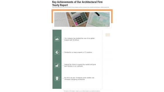 Key Achievements Of Our Architectural Firm Yearly Report One Pager Documents