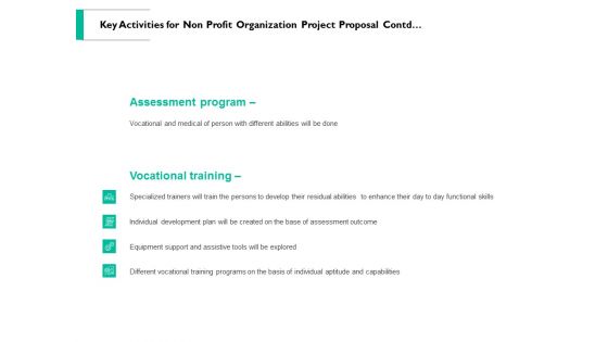 Key Activities For Non Profit Organization Project Proposal Contd Ppt PowerPoint Presentation Summary Information