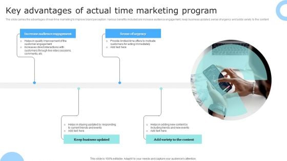 Key Advantages Of Actual Time Marketing Program Ppt PowerPoint Presentation File Visual Aids PDF