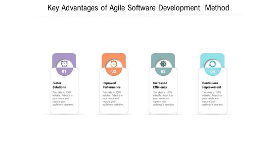 Key Advantages Of Agile Software Development Method Ppt PowerPoint Presentation Summary Slides PDF