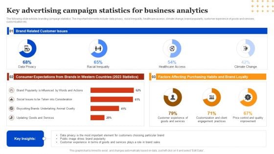 Key Advertising Campaign Statistics For Business Analytics Summary PDF