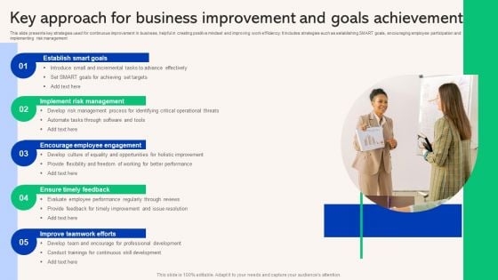 Key Approach For Business Improvement And Goals Achievement Graphics PDF