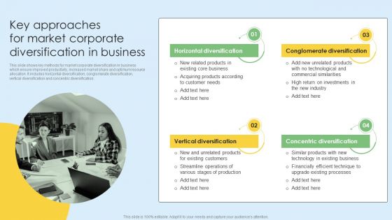 Key Approaches For Market Corporate Diversification In Business Inspiration PDF