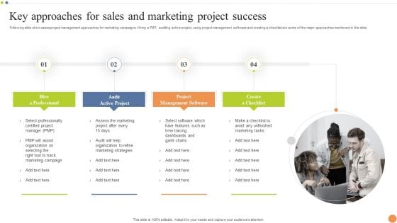 Key Approaches For Sales And Marketing Project Success Infographics PDF Key Approaches For Sales And Marketing Project Success Infographics PDF