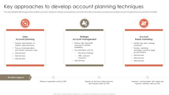 Key Approaches To Develop Account Planning Techniques Elements PDF