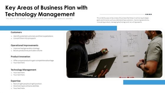 Key Areas Of Business Plan With Technology Management Ppt Summary Portfolio PDF