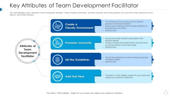 Key Attributes Of Team Development Facilitator Formats PDF