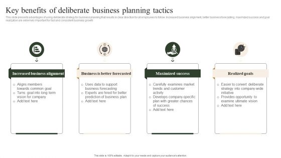 Key Benefits Of Deliberate Business Planning Tactics Download PDF