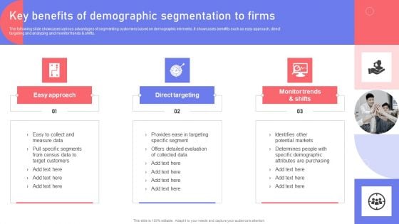 Key Benefits Of Demographic Segmentation To Firms Ppt PowerPoint Presentation File Layouts PDF