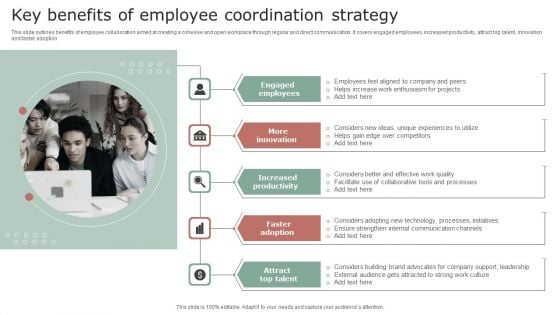 Key Benefits Of Employee Coordination Strategy Topics PDF