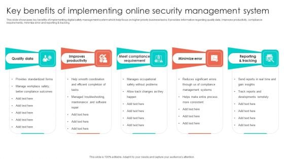 Key Benefits Of Implementing Online Security Management System Infographics PDF