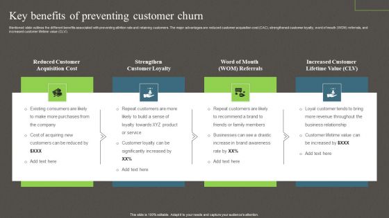 Key Benefits Of Preventing Customer Churn Ppt PowerPoint Presentation File Show PDF
