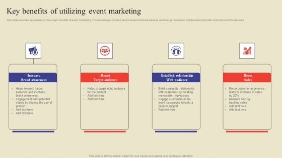 Key Benefits Of Utilizing Event Marketing Ppt Slides Infographic Template PDF