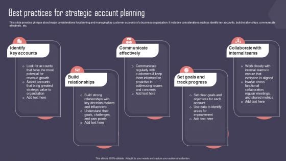 Key Business Account Management And Planning Techniques Best Practices For Strategic Account Planning Ideas PDF