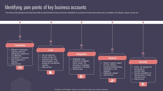 Key Business Account Management And Planning Techniques Identifying Pain Points Of Key Business Accounts Portrait PDF