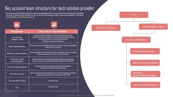 Key Business Account Management And Planning Techniques Key Account Team Structure For Tech Solution Provider Pictures PDF Key Business Account Management And Planning Techniques Key Account Team Structure For Tech Solution Provider Pictures PDF