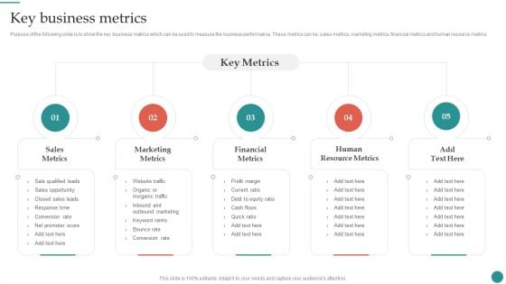 Key Business Metrics Company Process Administration And Optimization Playbook Download PDF