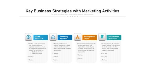 Key Business Strategies With Marketing Activities Ppt PowerPoint Presentation File Design Ideas PDF Key Business Strategies With Marketing Activities Ppt PowerPoint Presentation File Design Ideas PDF