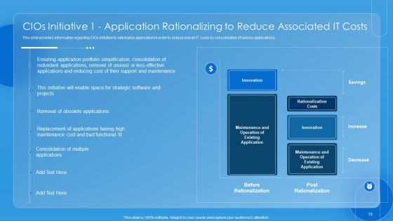 Key CIO Initiatives To Reduce IT Costs Ppt PowerPoint Presentation Complete Deck With Slides Slide10