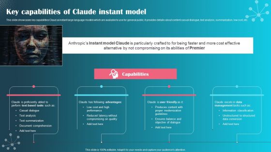 Key Capabilities Of Claude Instant Model Ppt PowerPoint Presentation File Infographic Template PDF