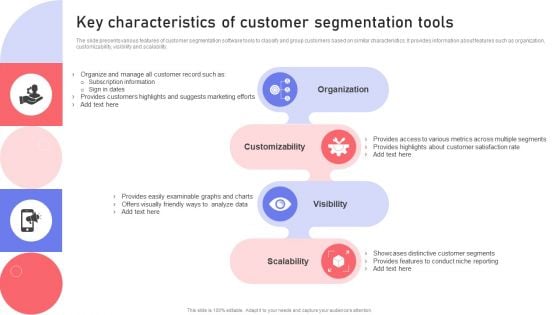 Key Characteristics Of Customer Segmentation Tools Ppt PowerPoint Presentation File Outline PDF