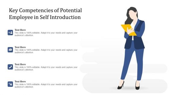 Key Competencies Of Potential Employee In Self Introduction Ppt PowerPoint Presentation Styles Samples PDF