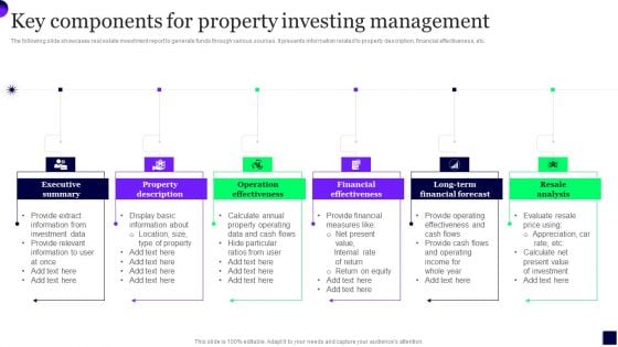 Key Components For Property Investing Management Download PDF