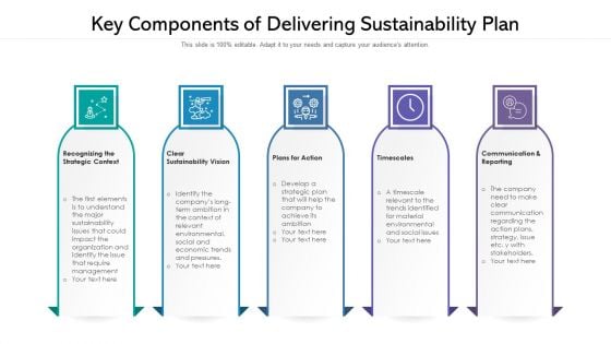Key Components Of Delivering Sustainability Plan Ppt Summary Objects PDF