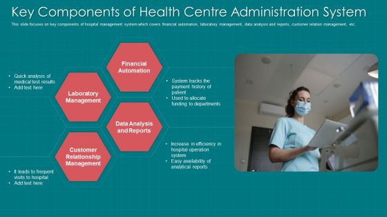 Key Components Of Health Centre Administration System Ideas PDF