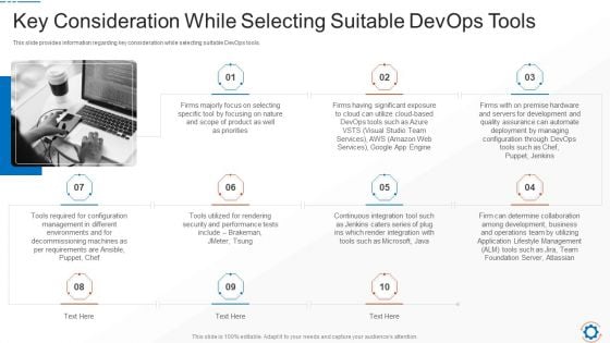Key Consideration While Selecting Suitable Devops Tools Clipart PDF