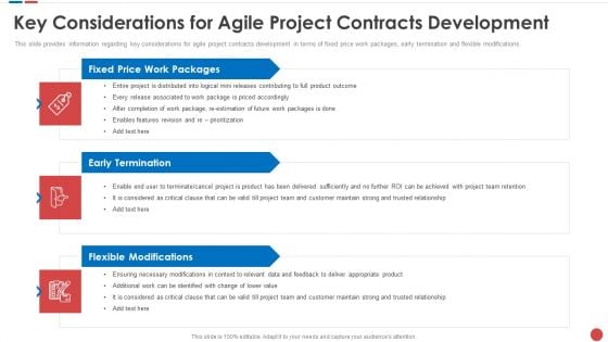 Key Considerations For Agile Project Contracts Development Budgeting For Software Project IT Sample PDF