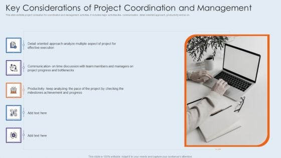 Key Considerations Of Project Coordination And Management Designs PDF