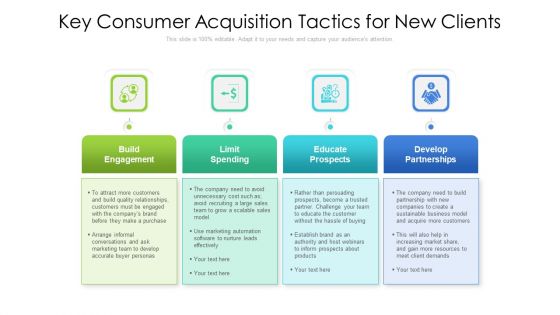 Key Consumer Acquisition Tactics For New Clients Ppt Visual Aids Icon PDF