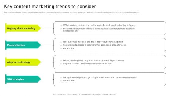 Key Content Marketing Trends To Consider Ppt Infographic Template Graphics Example PDF