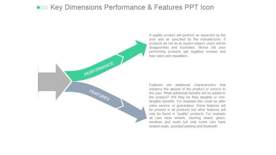 Key Dimensions Performance And Features Ppt PowerPoint Presentation Infographic Template