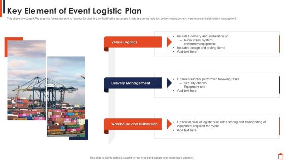 Key Element Of Event Logistic Plan Portrait PDF