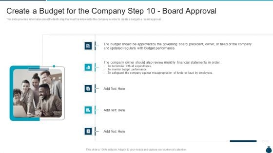 Key Elements And Techniques Of A Budgeting System Create A Budget For The Company Step 10 Board Approval Information PDF Key Elements And Techniques Of A Budgeting System Create A Budget For The Company Step 10 Board Approval Information PDF