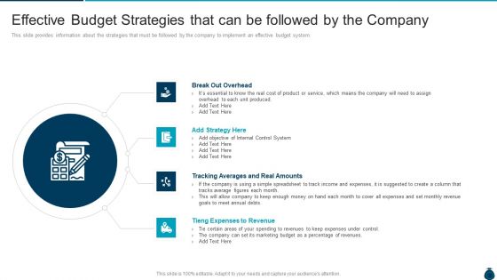 Key Elements And Techniques Of A Budgeting System Effective Budget Strategies That Can Be Followed By The Company Diagrams PDF