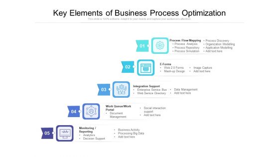 Key Elements Of Business Process Optimization Ppt PowerPoint Presentation File Structure PDF