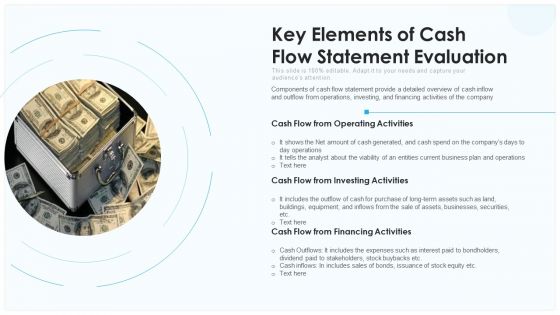 Key Elements Of Cash Flow Statement Evaluation Ppt PowerPoint Presentation File Slide Download PDF